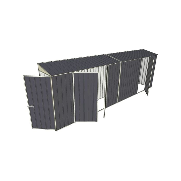 Build-a-Shed 0.8 x 6 x 2m Hinged Door Tunnel Shed with Double and Single Side Doors - Grey