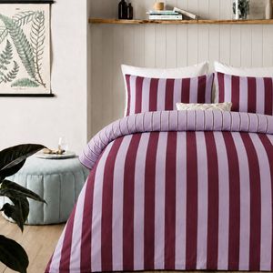 Vintage DesignLinen Cotton Stripe Quilt Cover Set Port Lilac- SKB