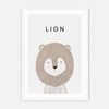 Galrie Charming Minimalist Lion Art Print for Kids' Room Decoration, White Frame, A2 42 x 60cm (16 x 24inch)