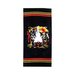 Flor de la Mar Black Cotton Beach Towel