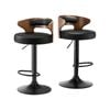 Oikiture Bar Stools Kitchen Stool Gas Lift Black X2