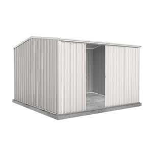 Absco Sheds 3.0 x 3.0 x 2.06m Surfmist Ezislider Double Sliding Door Garden Shed