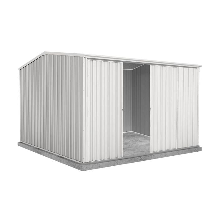 Absco Sheds 3.0 x 3.0 x 2.06m Surfmist Ezislider Double Sliding Door Garden Shed