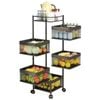Catzon 5-Tier Rotating Fruit Basket on Rolling Wheels for Kitchen Bathroom-Black