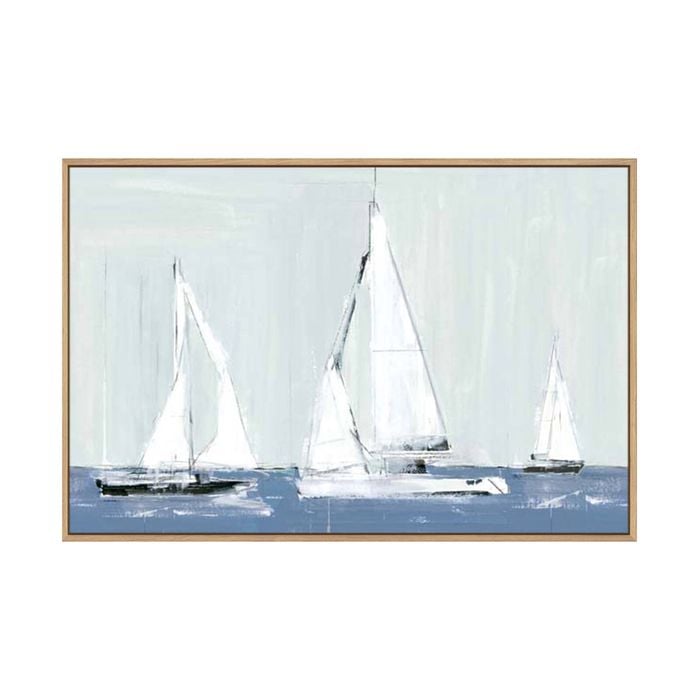 Artey | Three Sails - Framed Canvas - Natural Frame - 80 x 120 cm