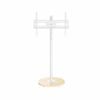 P&P White And Natural Wood Adjustable TV Stand With Wheels For 40–75 Inch Screens