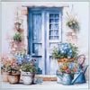P&P Charming Vintage Door Hand Painting - White PS Frame 82x82x7cm
