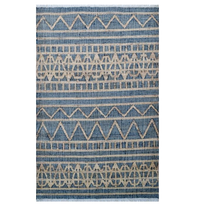 Designer Jute & Denim Rug - Symbol 1095 - Denim - 120x170cm