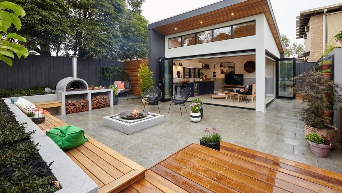 BBQ outdoor area with timber seats 