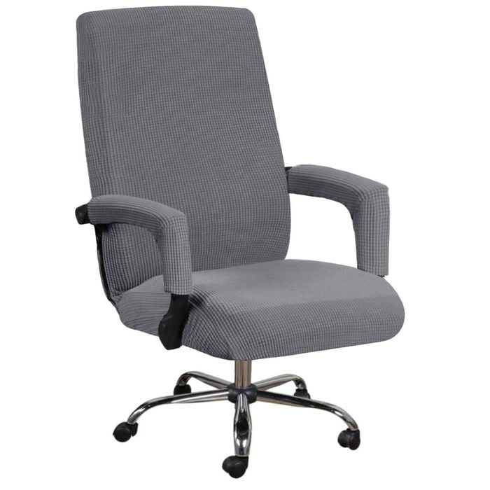 Smarcute High Stretch Office Chair Cover Jacquard Fabric Large Size Grey (Just Cover Not Chair)