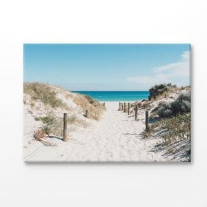 Sand Sea Path With Grass & Rock Print 100% Australian Made 90x60cm (Stretched Canvas)