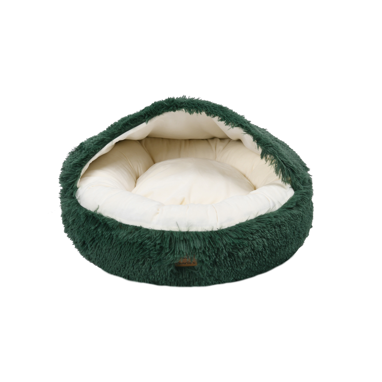 Charlie s Faux Fur Hooded Round Pet Cave Eden Green Small Bunnings Australia