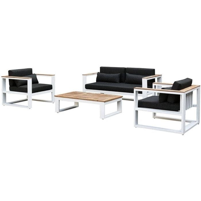Balmoral 2+1+1 Seater Outdoor Aluminium And Teak Lounge Setting