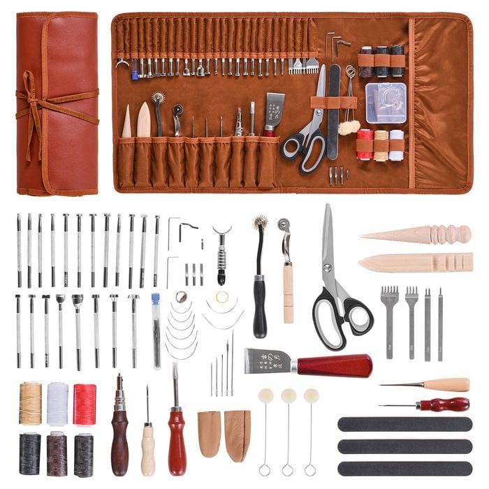 VEVOR Leather Working Tools Kit 72 PCS with Portable Storage Bag for Beginners