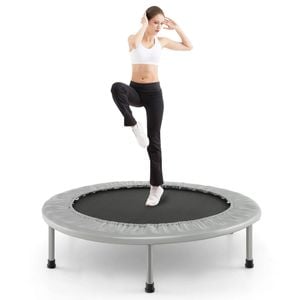 Costway 38” Mini Trampoline Foldable Fitness Trainer Max Load 150kg Silver