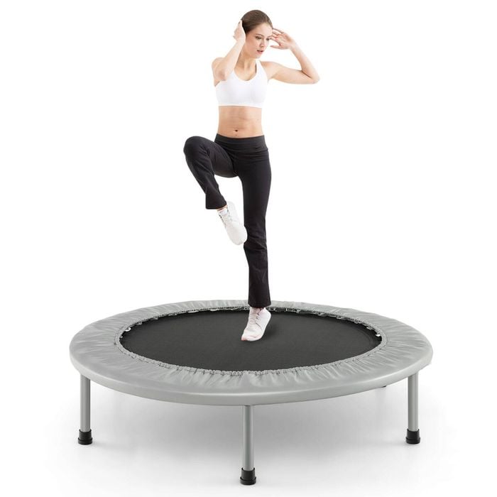 Costway 38” Mini Trampoline Foldable Fitness Trainer Max Load 150kg Silver