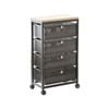 Mesh Cabinet Storage Organizer With Pull-Out Basket 4-Tier Black W/Swivel Wheel Shelf Rolling Trolley Cart