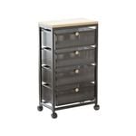 Mesh Cabinet Storage Organizer With Pull-Out Basket 4-Tier Black W/Swivel Wheel Shelf Rolling Trolley Cart