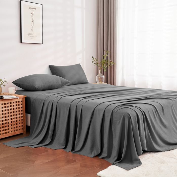 LINENOVA Pre Washed Microfiber Sheet Set - Double,Charcoal