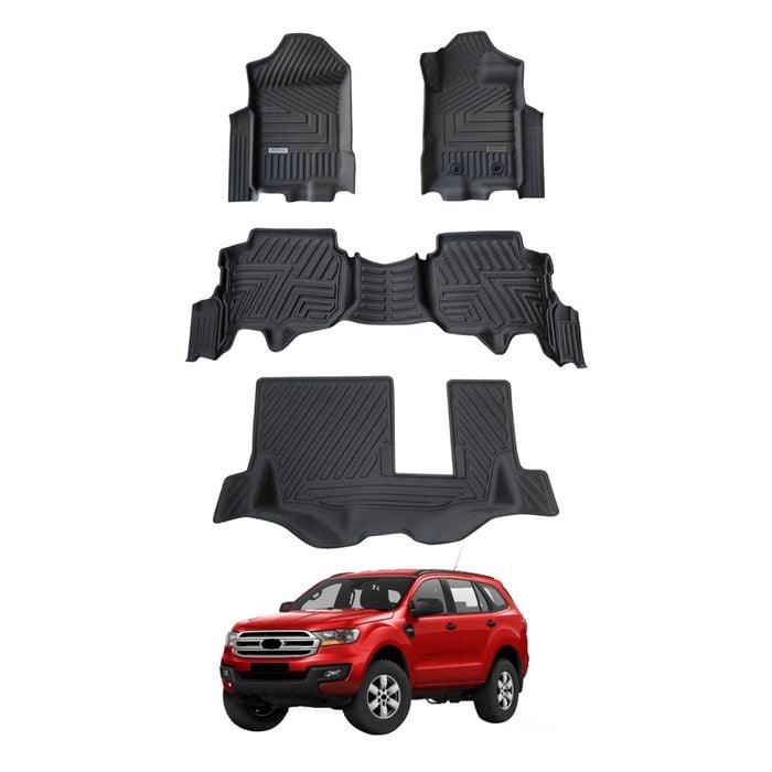 AUSGO 3-Row Set Car Floor Mats for Ford Everest UA Series 2015-2022 Floor Liners