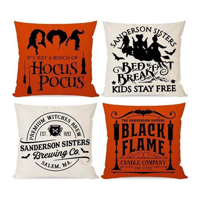 Catzon 4 Pcs Scary Throw Pillow Covers Linen Cushion Case for Decor 50X50cm
