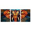 3pcs Vibrant Elephant Stained Glass Style Print 100% Australian Made 3 x 40x60cm (Metal Print)