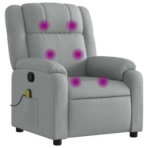 vidaXL Massage Recliner Chair Reclining Armchair Single Sofa Light Grey Fabric