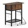 Costway End Table Industrial Charging Bedside Hooks Sofa Side Living