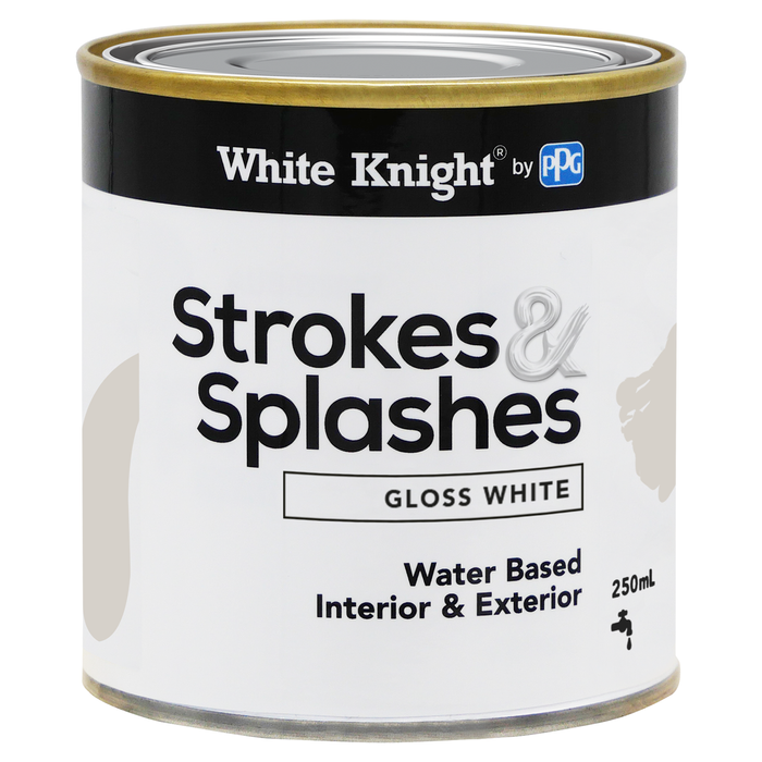 White Knight 250ml White Gloss Strokes & Splashes Paint