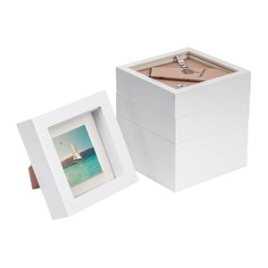 Nicola Spring 4" X 4" White 3d Box Photo Frames - 2" X 2" Mount - Pack Of 5