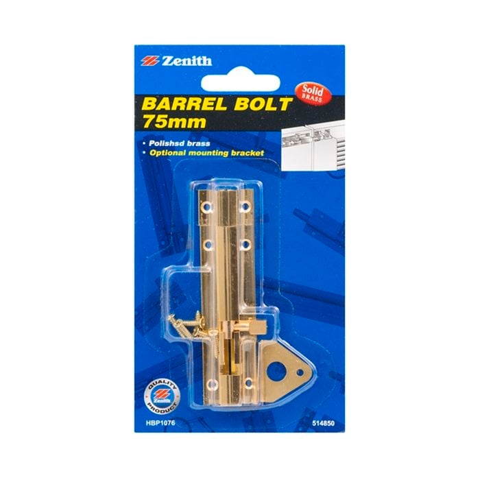 Zenith 75mm Polished Bronze Barrel Bolt
