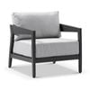 Bronte 1 Seater Outdoor Aluminium Lounge Charcoal & Textured Olefin Grey Cushions