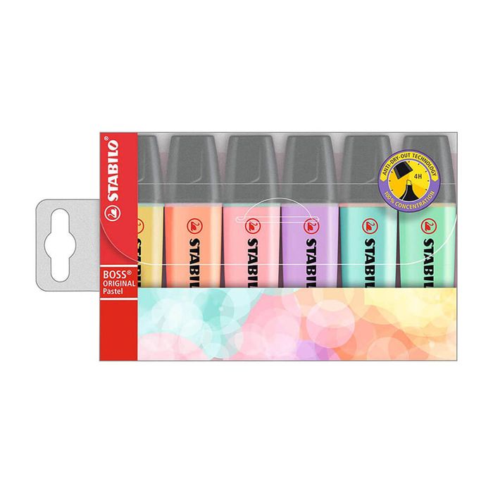 Stabilo Boss Highlighter Assorted Pastel (Wallet of 6)