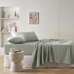 Vintage Design Homewares Double Light Slate Grey  French Linen Sheet Set