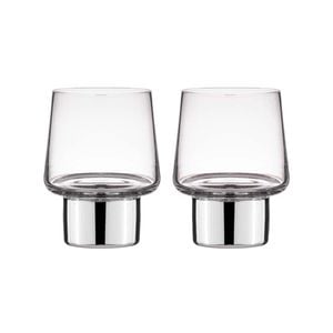 Tempa Aurora Clear Set of 2 Glass Tumbler Silver