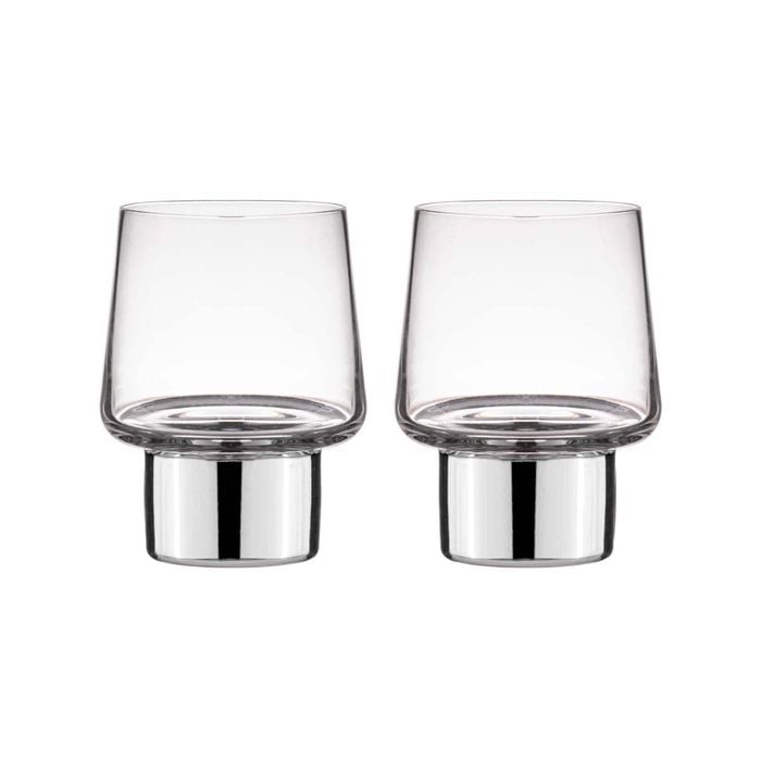 Tempa Aurora Clear Set of 2 Glass Tumbler Silver
