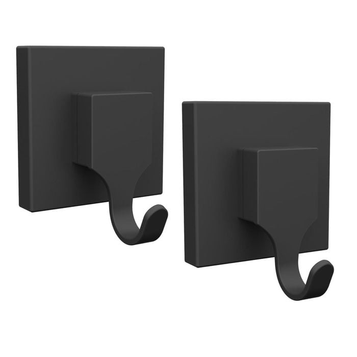 Fusion-Loc 13kg Black Matte Suction Bathroom Hook - 2 Pack