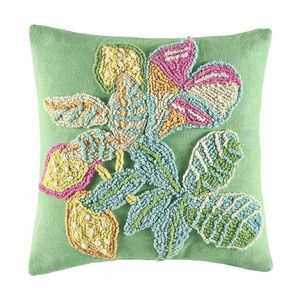 Kas Australia Alicia Cushion Embroidered Leaf Cotton Multi 50x50cm