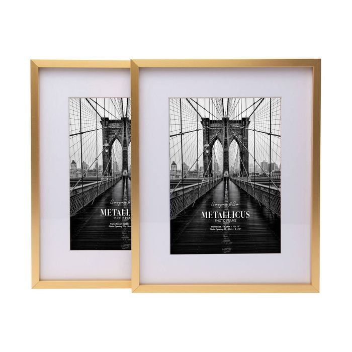 Cooper & Co. 8 x 10inch Mat to 5 x 7inch Set of 2 Gold Premium Metallicus Metal Photo Frames