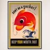 Galrie Don't Be A Sucker Keep Your Mouth Shut 1944 World War II Vintage Propaganda Poster, Black Frame, A1 60x 84cm (23x 33inch)