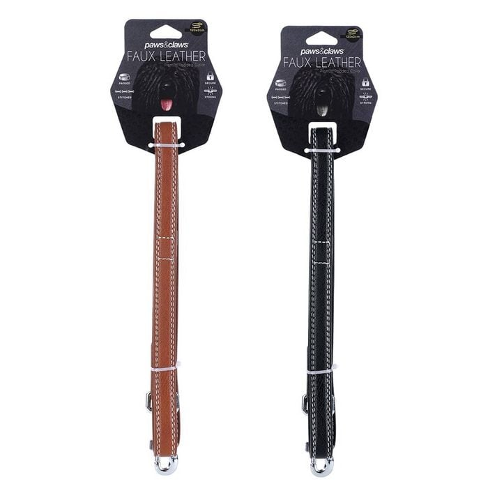 2PK Paws & Claws 120cm Leather Look Padded Dog Lead w/ Stitch - Assorted