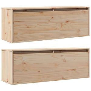 vidaXL 2x Solid Wood Pine Wall Cabinets Hanging Shelf Storage Home Organiser