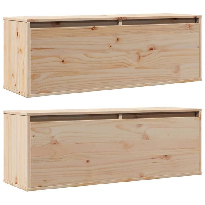 vidaXL 2x Solid Wood Pine Wall Cabinets Hanging Shelf Storage Home Organiser