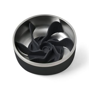 Charlie's Duro Double Wall Stainless Steel Dog Bowl With Removable Slow Feeder Attachment Black Large 1.89l