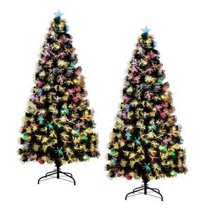 Tinseltown 2PCS LED Christmas Tree 1.8M 6FT Xmas trees Optic Fibre Snow Multi Colour