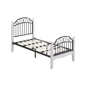 Alexa Wood & Metal Single Bed Frame – Black And White