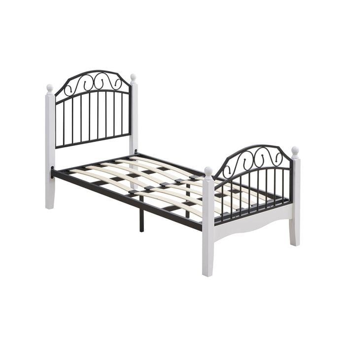 Alexa Wood & Metal Single Bed Frame – Black And White