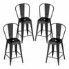 Costway 4x Metal Bar Stool Counter Barstool Kitchen Dining Chairs Black