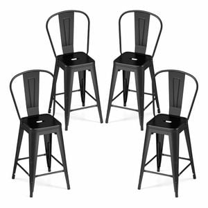 Costway 4x Metal Bar Stool Counter Barstool Kitchen Dining Chairs Black