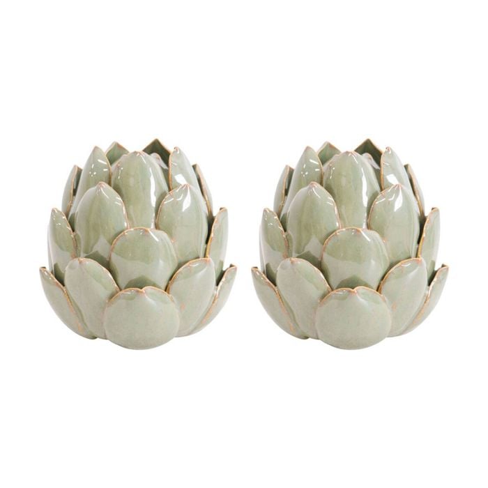 2x LVD Ceramic Articoke Decoration Home/Office/Lounge Tabletop Decor 9x9cm Sage